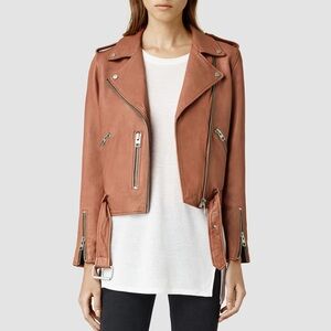 ALL SAINTS ‘Wyatt’ Rose Color Leather Jacket, US 4